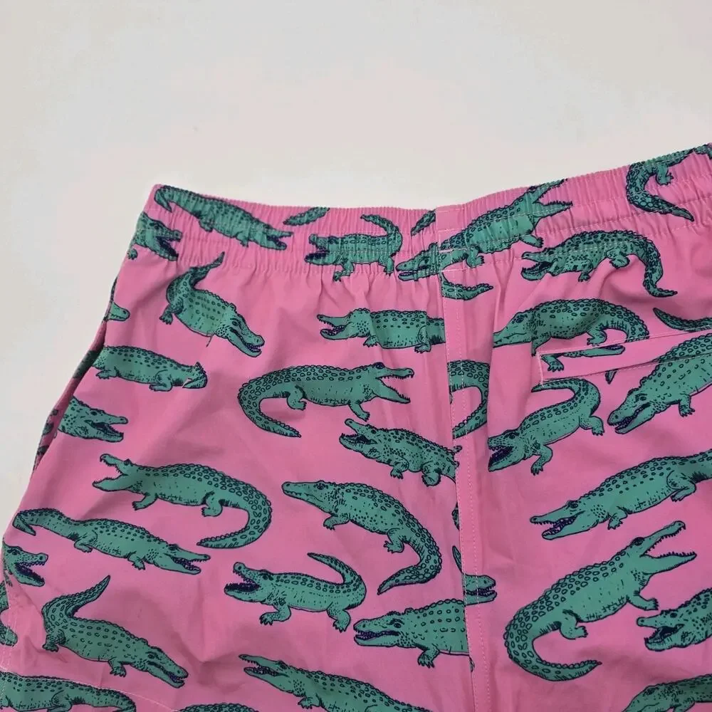 Chubbies Swim Trunks Mens Pink Alligator Glades Brief Liner Shorts